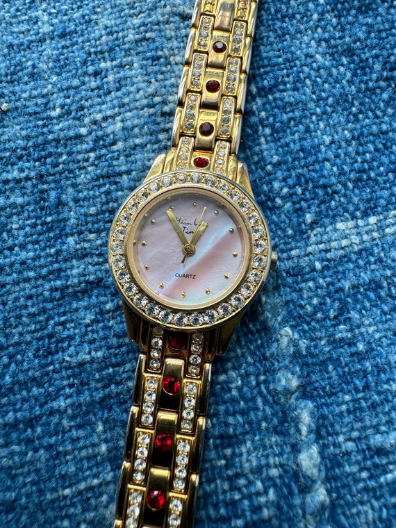 Main Line Time Gold Tone and Rhinestone Watch | Wo