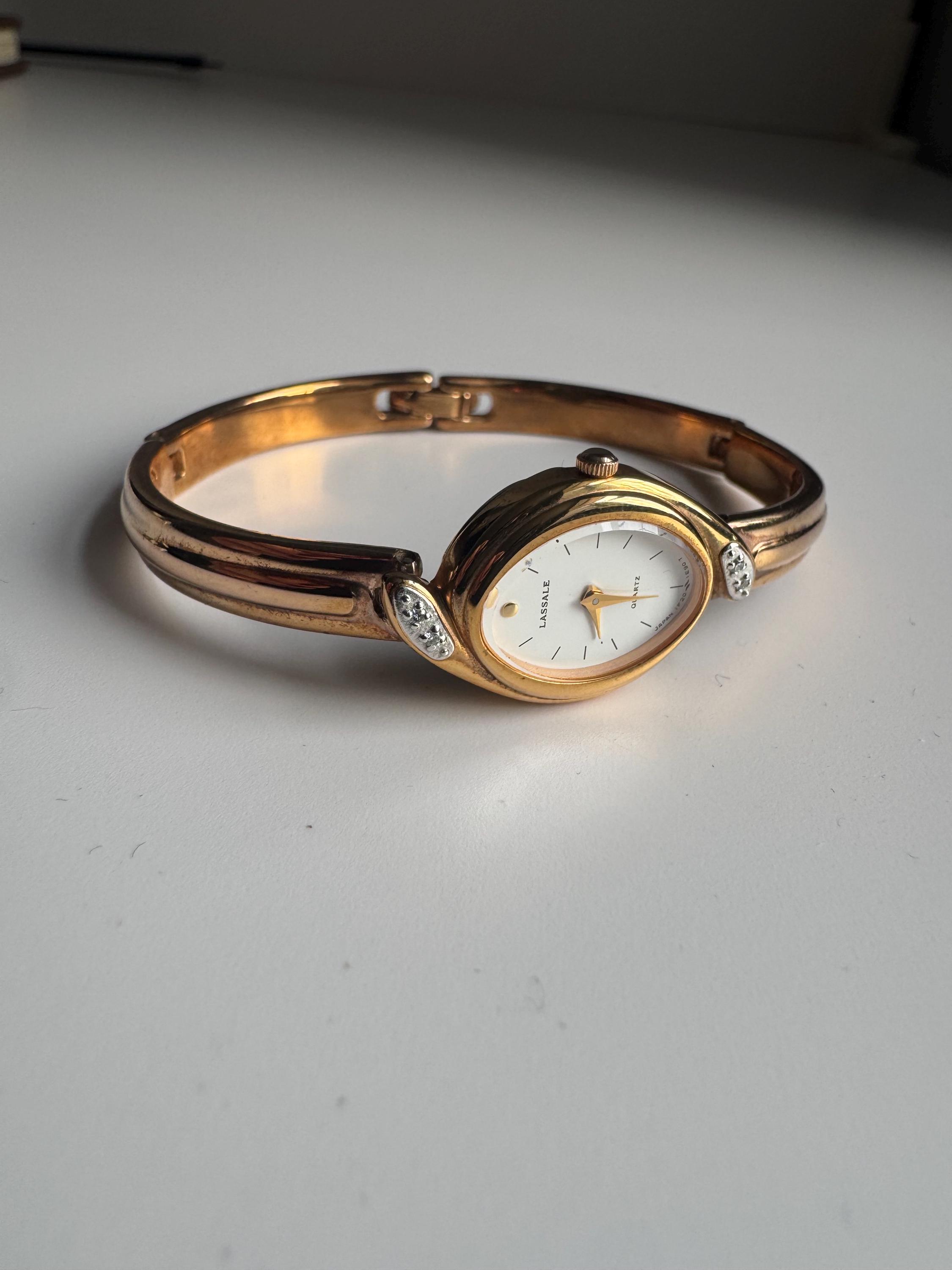 Vintage Lassale Gold-plated Diamond Bangle Watch | Seiko 