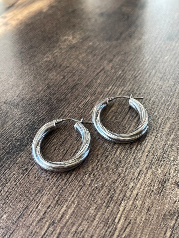 Twisted Sterling Silver Hoop Earrings | Silver Ho… - image 5