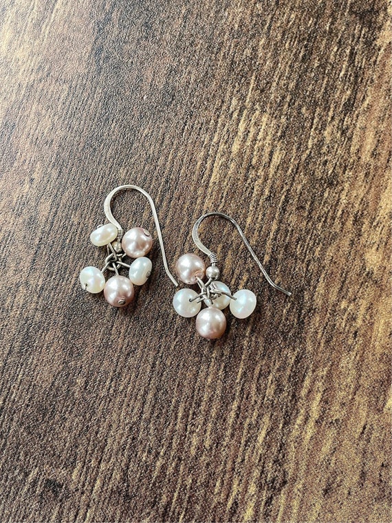 Vintage Pearl Cluster Dangle Earrings | Pearl Earr