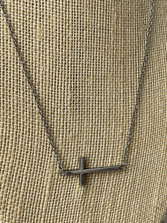 Vintage Sterling Silver Cross Necklace | 925 Ster… - image 3