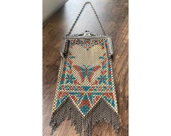 Vintage Art Deco Mandalian Flapper Mesh Handbag | 1920s Chainmail Purse | Collectible Butterfly Design