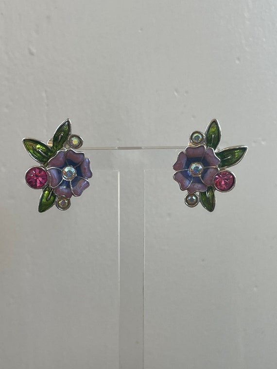 Colorful Flower Clip On Earrings | Clip On Earrin… - image 7