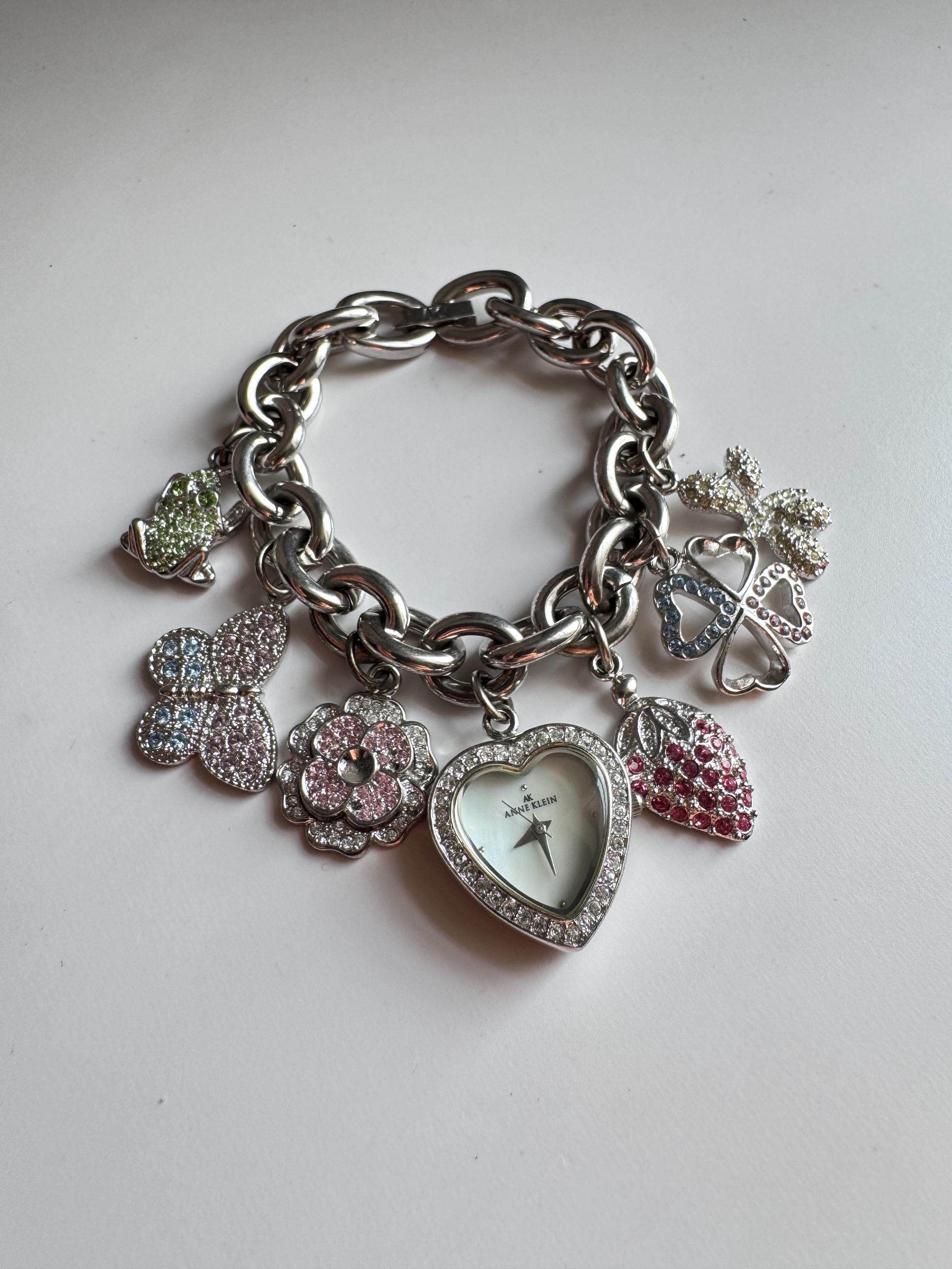 Vintage Anne Klein Silver Charm Bracelet Watch - Working  display picture 1