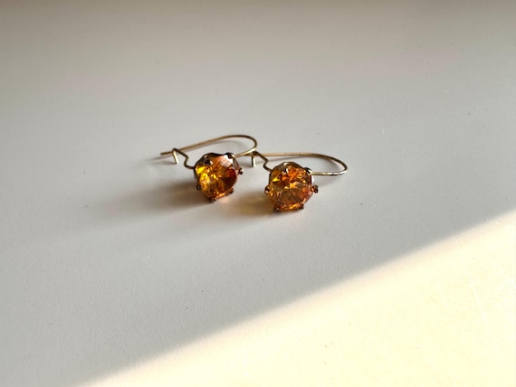 Vintage 14k Gold Filled Citrine Stud Earrings - Pierced Ear Jewelry for Women - Sustainable Fashion