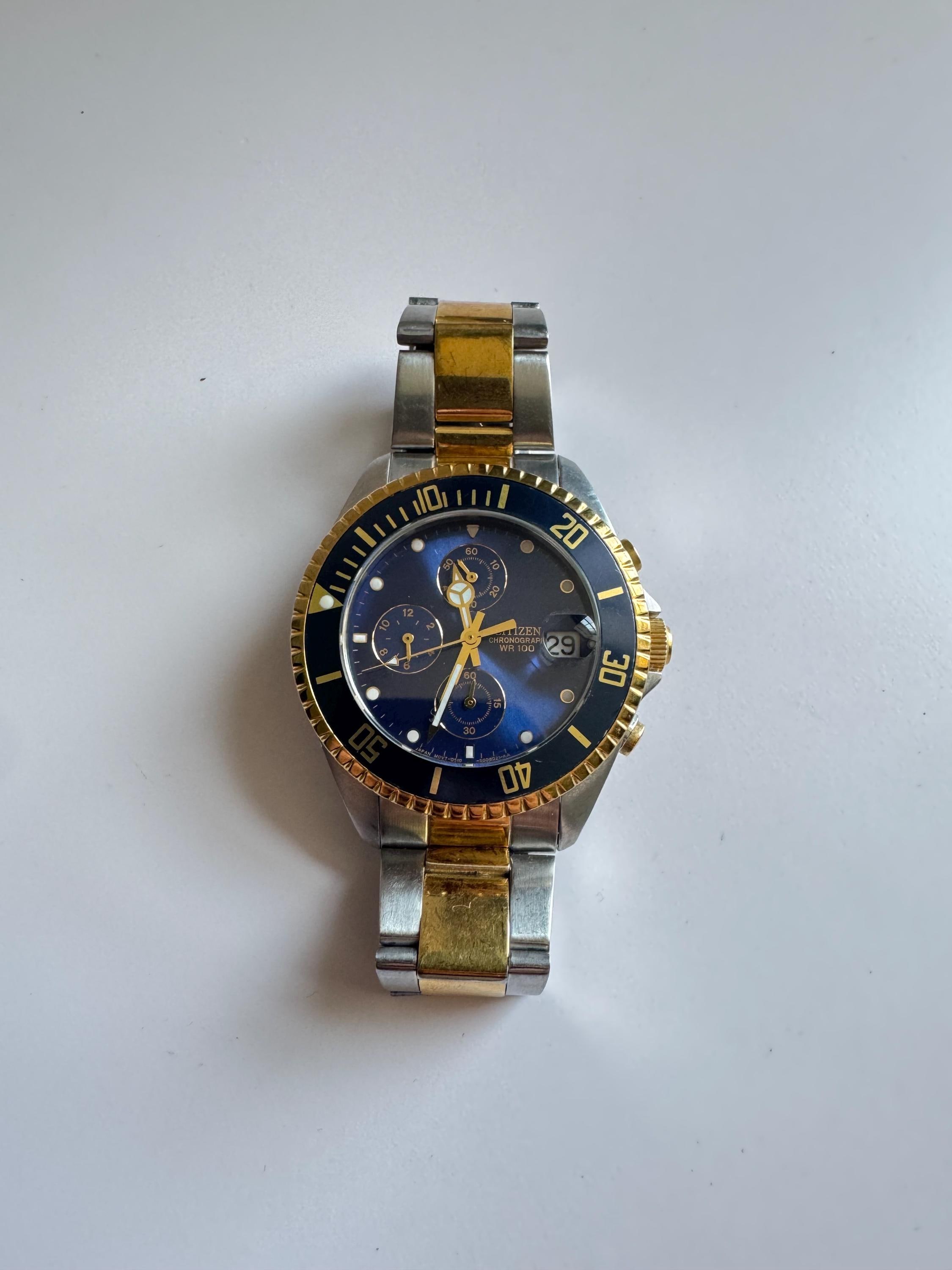 ヴィンテージ シチズン クロノグラフ ウォッチ - ブルー ダイヤル