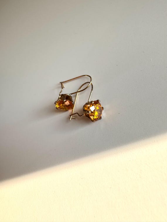 Vintage 14k Gold Filled Citrine Stud Earrings - Pierced Ear Jewelry for Women - Sustainable Fashion View 2