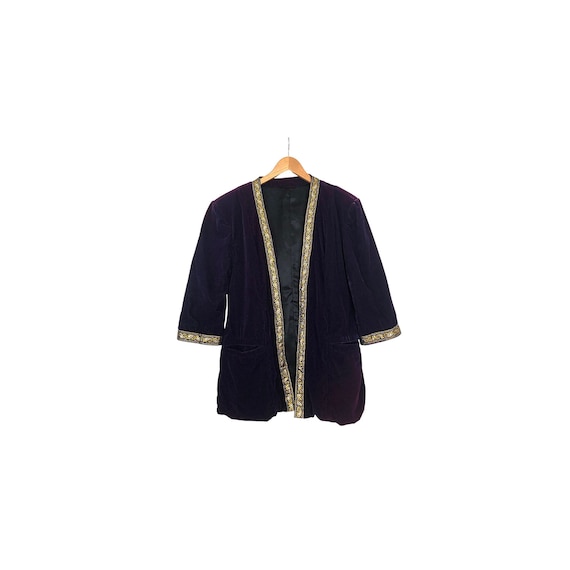 Vintage Purple Velvet Blazer | Gold Trim Blazer |