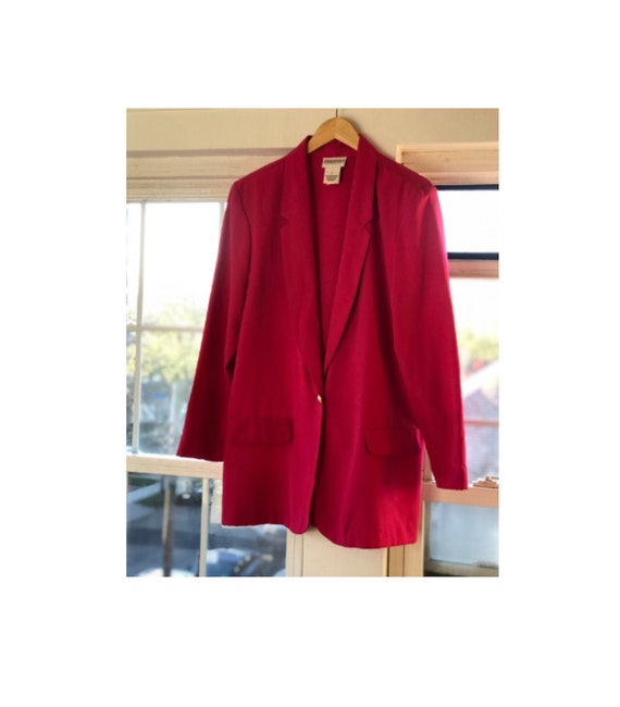Vintage Essentials Oversized Blazer, Hot Pink Blaz