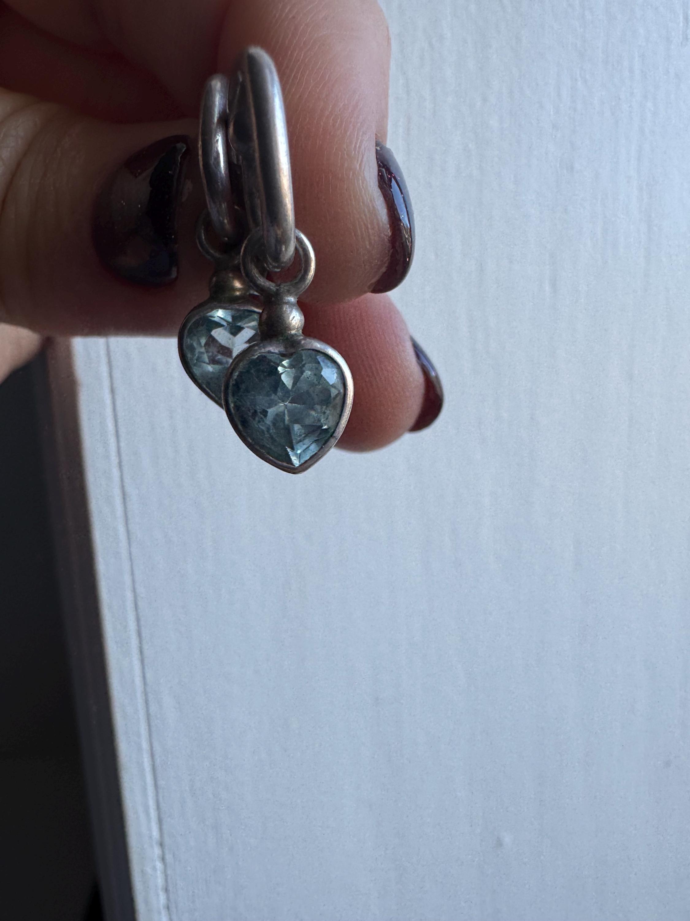 Orecchini A Cuore In Argento Sterling 925 Con Topazio Blu - 9x7 Mm - Anallergici, Idea Regalo