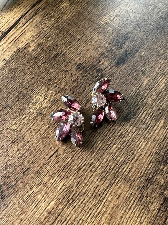 Purple Austrian Rhinestone Clip On Earrings | Clip