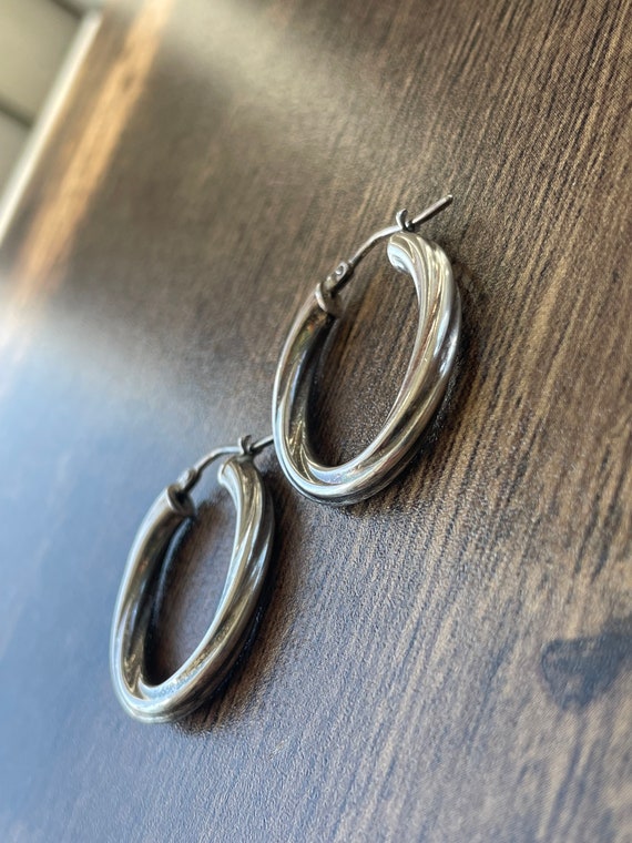 Twisted Sterling Silver Hoop Earrings | Silver Ho… - image 4