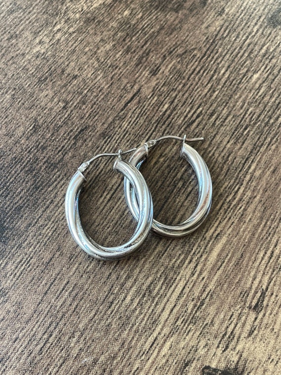 Twisted Sterling Silver Hoop Earrings | Silver Ho… - image 2