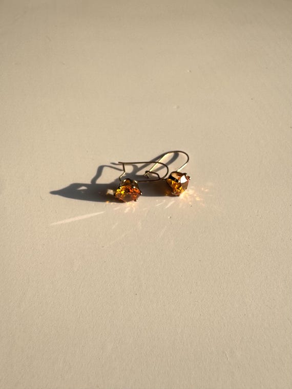 Vintage 14k Gold Filled Citrine Stud Earrings - Pierced Ear Jewelry for Women - Sustainable Fashion View 3