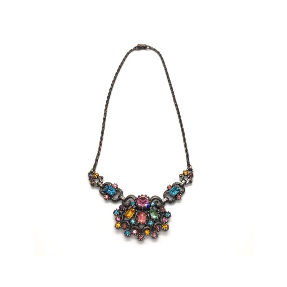 Vintage Silver Coro Rhinestone Necklace | Coro Nec