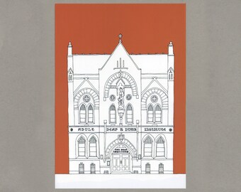 Manchester's Deaf Institute A4 Illustrated Print