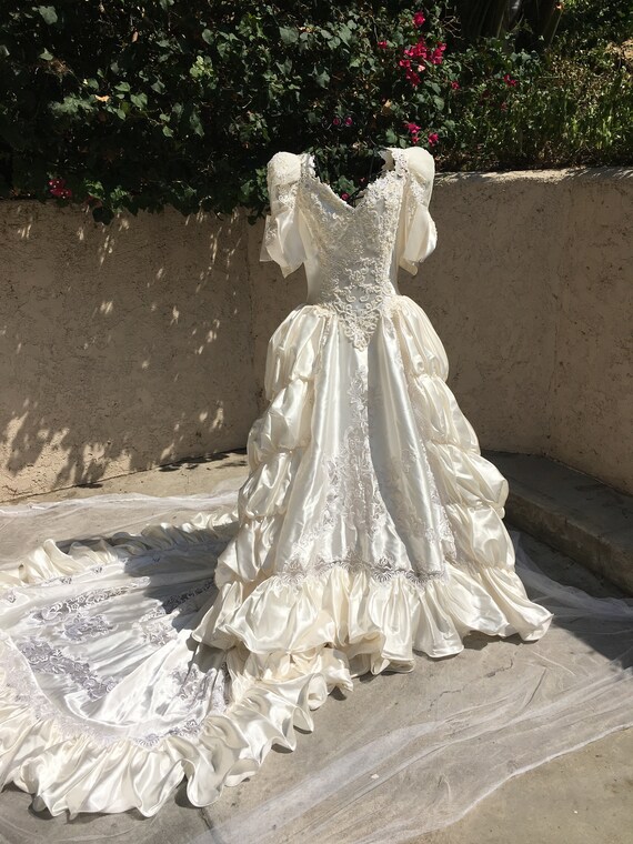 Vintage Wedding Dress 80 S Wedding Dress Size 2 To 4 Etsy