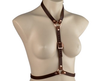 AURUM ROSE GOLD by Mercy Industries Stunning Brown Luxury Leather Honey Style Harness Har1BrwRg