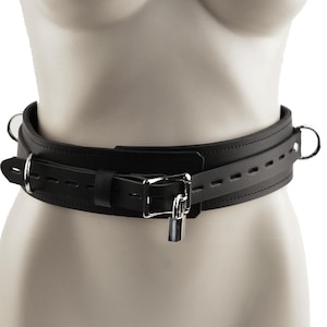 Cintura di ritenuta in pelle nera di alta qualità, con doppia cucitura, foderata in nappa, taglia S-L, colore: Nero