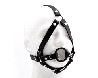 Bondage BDSM Leder Ring Knebel Kopfgeschirr STRiCT Kopfgeschirr Trainer Fessel Premium Qualität ga1BlkRngD