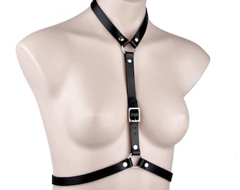 Genuine Leather Stunning Honey Style Black Body Harness Top Quality Small-XL Har1Blk