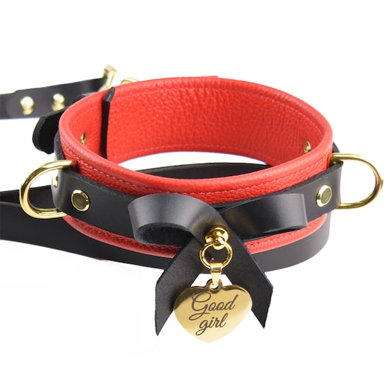 Premium BDSM Red Leather Bow Collar & Leash With Custom Engraved Gold  Pendant Handcrafted Col49rdgldpd -  Canada