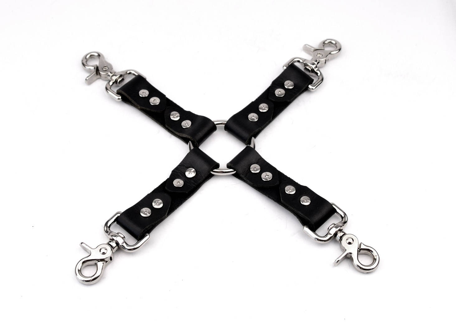 トップス h.anarchy bondage foodie Heavy Duty Leather Cross Connector With Snap Hooks - Restraint