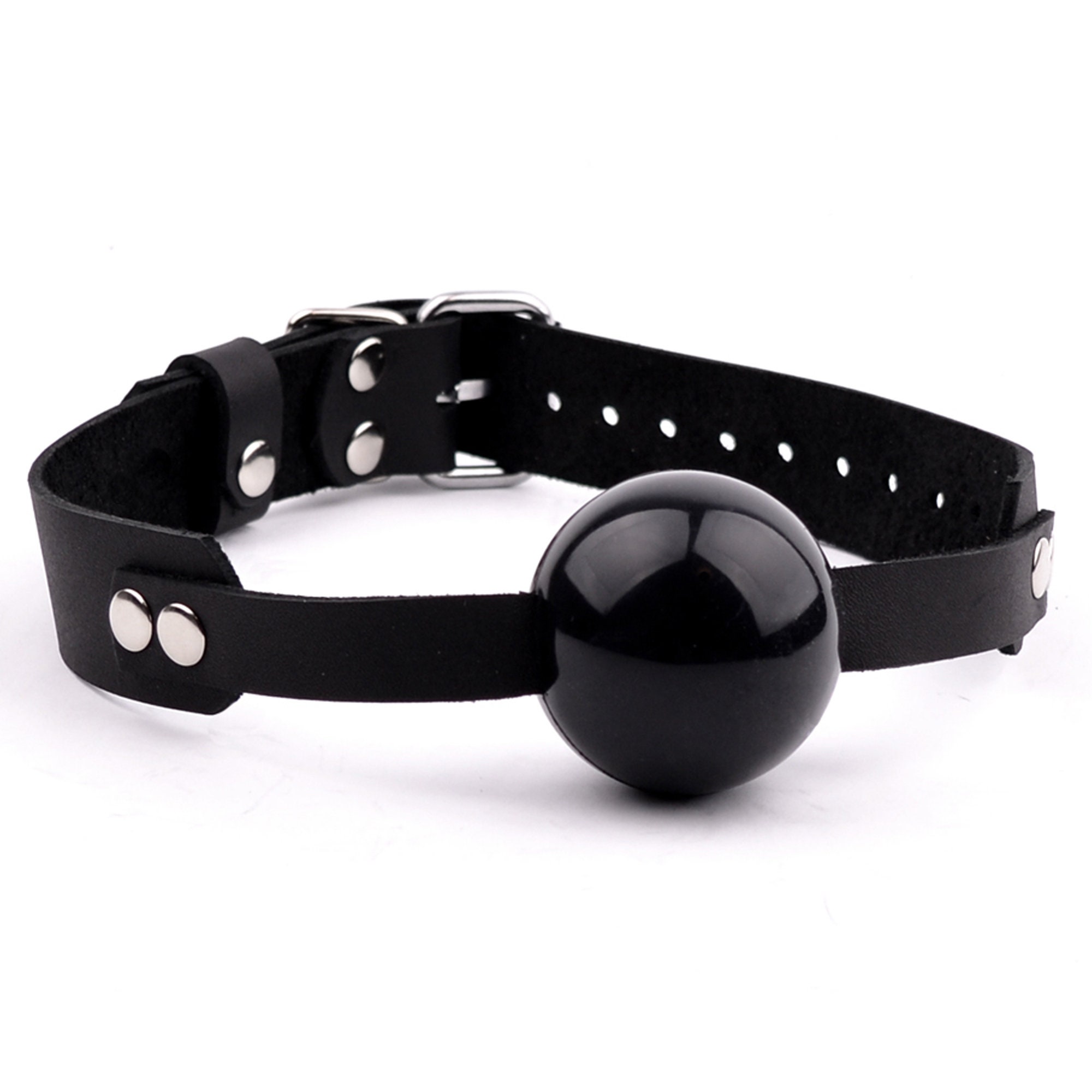 Handcrafted Deluxe Ball Gag Black LUXURY SOFT LEATHER Bdsm picture