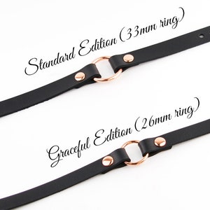 Secret Message Kitten Bell Custom Engraved Collar Handcrafted Leather with Rose Gold O-Ring & Kitty Bell Choker col52rgbl image 4