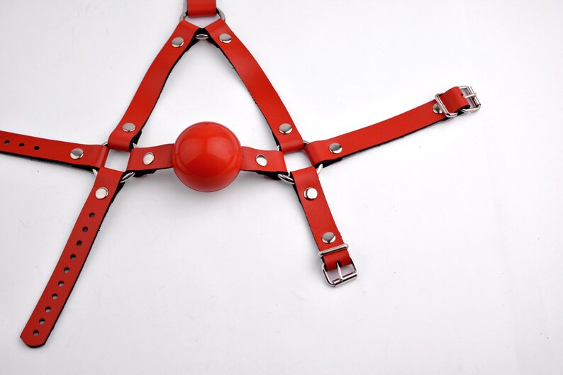 Red Bondage BDSM Ball Gag Ballgag Hand Made Leather Hear Etsy