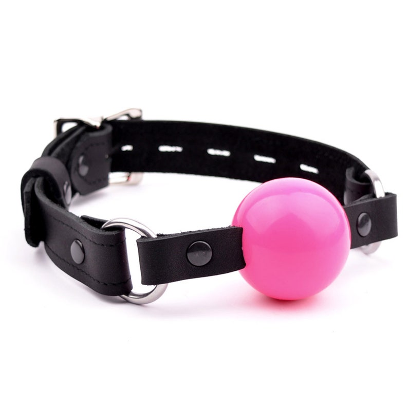 Handgefertigter Zuhalte Ball Knebel schwarz doppelt genäht LUXUS WEICHES LEDER bdsm Fesselung Fetisch Meister Herrin Ga03blkPnk Bild 1