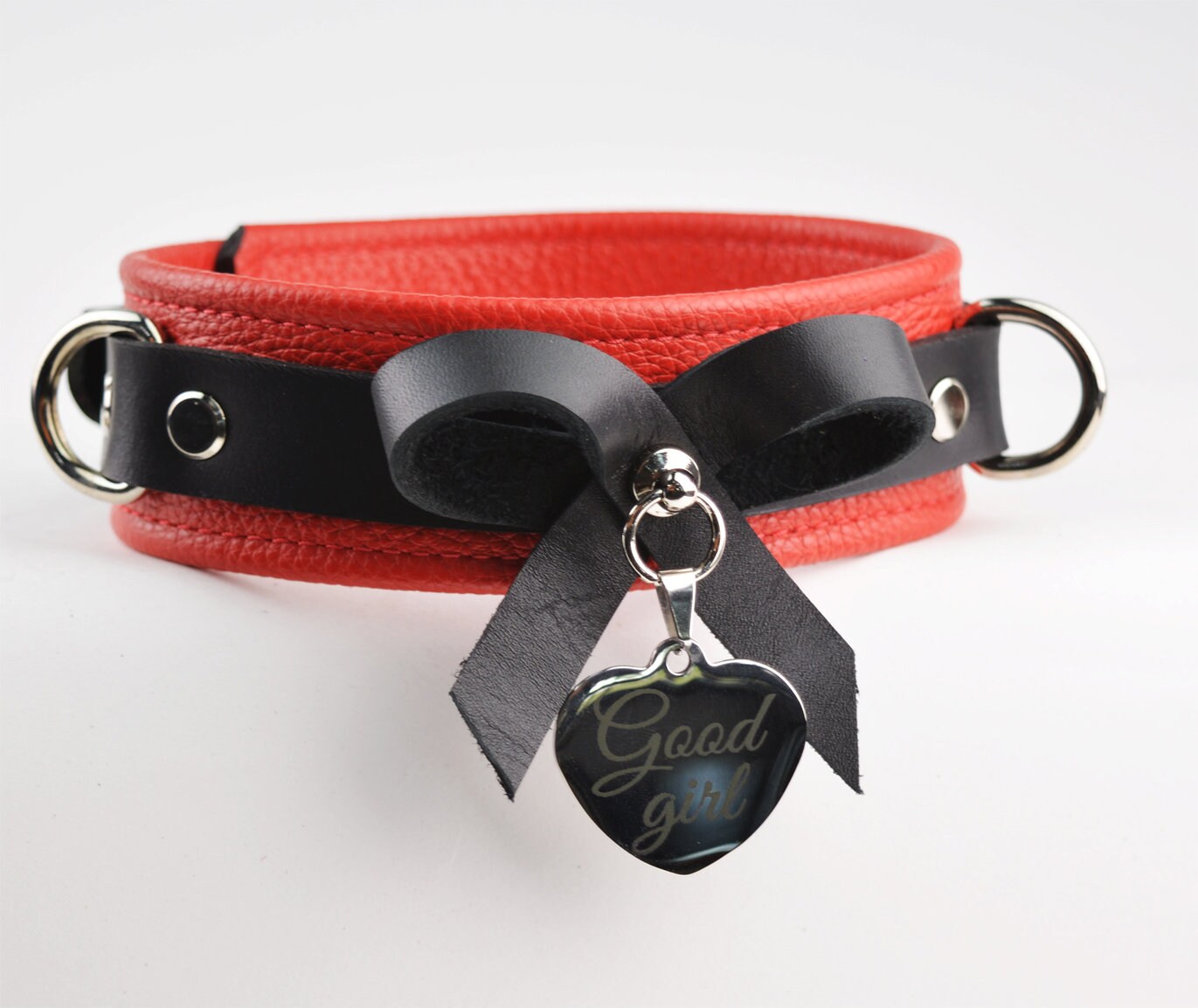 Premium BDSM Red Leather Bow Collar & Leash With Custom Engraved Gold  Pendant Handcrafted Col49rdgldpd 