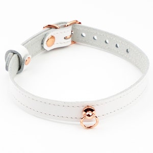 Collier AMARE by Mercy Industries en cuir de luxe blanc pur surpiqué de luxe Col39WhRg