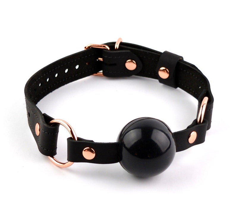 BDSM Ball Gag Rose Gold and Black Leather Premium Bondage Etsy