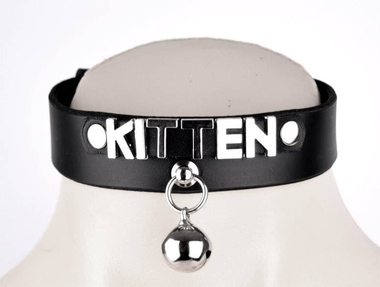 Black Leather Kitten Kitty Collar Choker Beautiful Custom Made Etsy