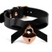 Leather Bow Collar with Rose Gold Love Heart Padlock | Handcrafted Cute BDSM Submissive Choker Collar | Col25RgBwLk