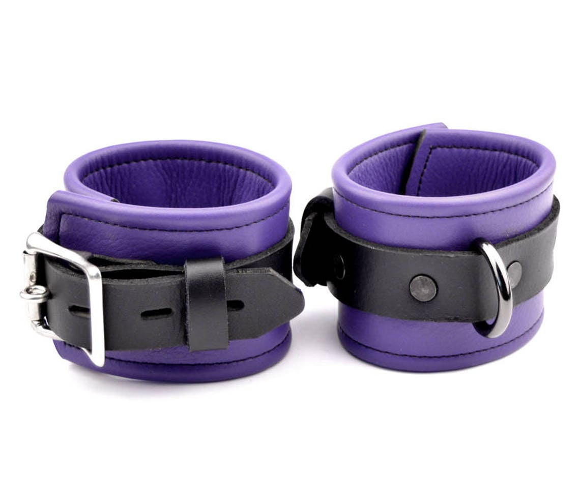 BDSM Handcuffs Cuffs Purple Leather Premium Handcrafted Etsy