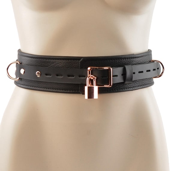 Bondage Belt Black Leather & Rose Gold | Handcrafted Triple  display picture 1
