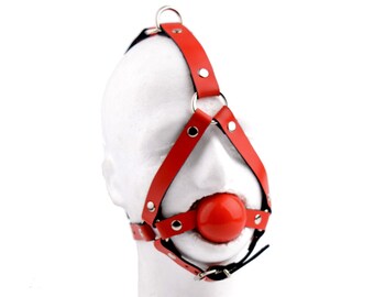 Red Bondage BDSM Ball Gag Ballgag Handarbeit Leder Hörgeschirr unausweichlich Zurückhaltung Ga15ARdRd