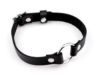 Black Leather O-Ring Choker | Goth Day Collar
