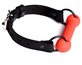 HANDCRAFTED Double Stitched Locking Bit Leather Gag Black  & Red Top quality Secure Gag fetish master mistress Ga07rd