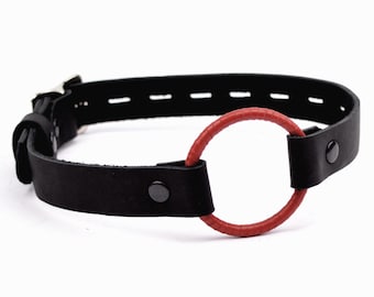 Handgefertigte Leder Locking Ring Schwarz bdsm LUXUS LEDER Bdsm Fessel Herrin Meister Herrin a04blkred