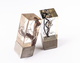 Custom Epoxy Award Statue | Wood Root and Concrete Base