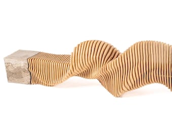 Parametric Wavy Bench | Plywood & Concrete, Modern Lobby Furniture