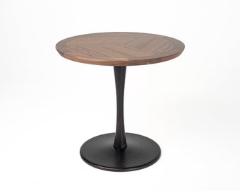 Walnut Round Dining Table | Modern White Oak Base