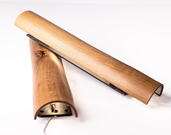 Modern Oak & Steel Wall Lamp | Rotating Beam