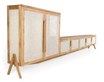 Handmade Oak Credenza | Cane Webbing Sideboard