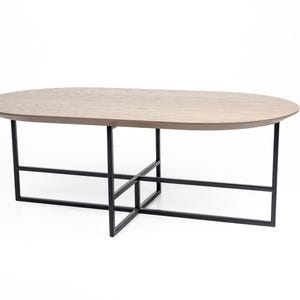 Oak Coffee Table | Modern Coffee Table | Natural Wood | Oak and Stainless Steel Table | Rounded Table
