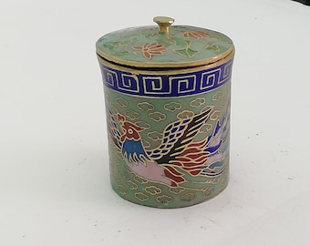 Vintage Cloisonné Miniature Pot: Handcrafted Enamel Trinket Box