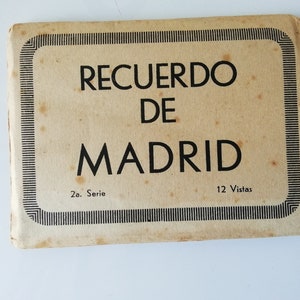 Conjunto de Postales Vintage de España - Sobre Original - Paisajes de Madrid de los años 50 - Set 12 Postales en Blanco y Negro, - Recuerdos de Viaje Retro